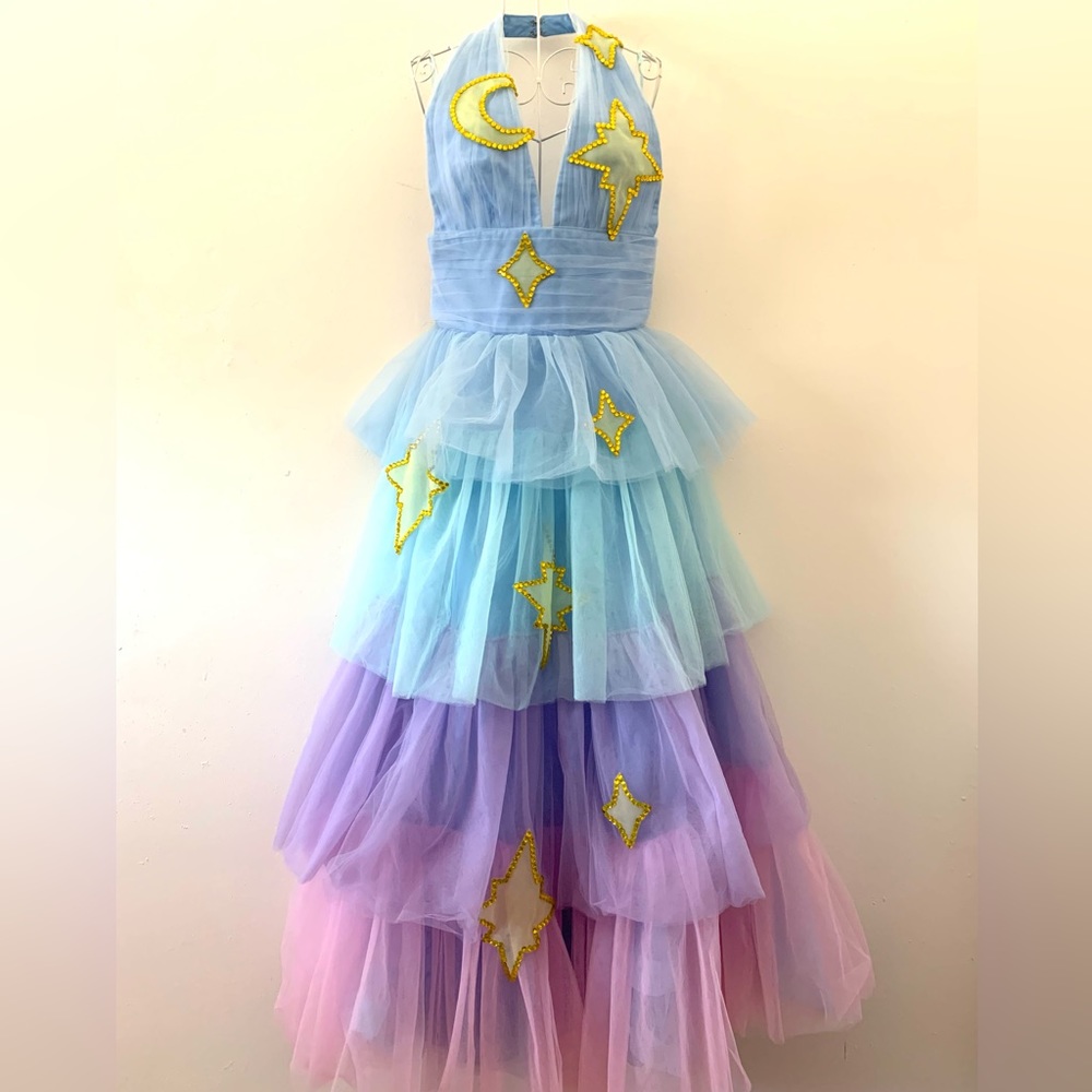 Lirika Matoshi Pastel Rainbow Tiered Dress
